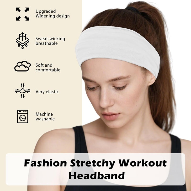 VANRUID Headbands for Women, 12PCS Wide Stretchy Sports Hair Bands, Elastic Soft Fashion Head Bands, Non-Slip Running Sweatbands for Fashion, Washing Face, Workouts, Yoga, Daily Use - Image 2